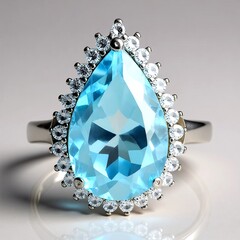 Anello in argento con Topazio Blu Cielo