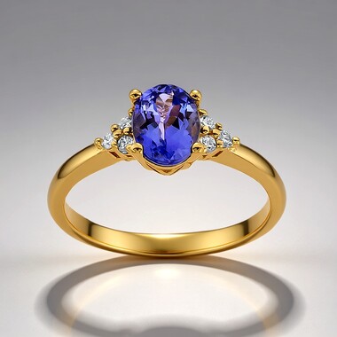 Anillo en oro con Tanzanita AAA