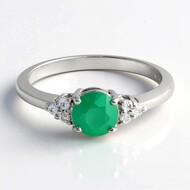 Anillo en plata con Calcedonia verde