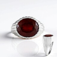 Hessonite Garnet Silver Ring (de Melo Essence)