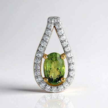 Ciondolo in oro con Zaffiro Verde Acacia del Queensland (Mark Tremonti)