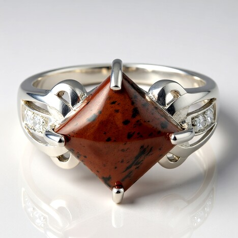 Anello in argento con Ossidiana Mogano