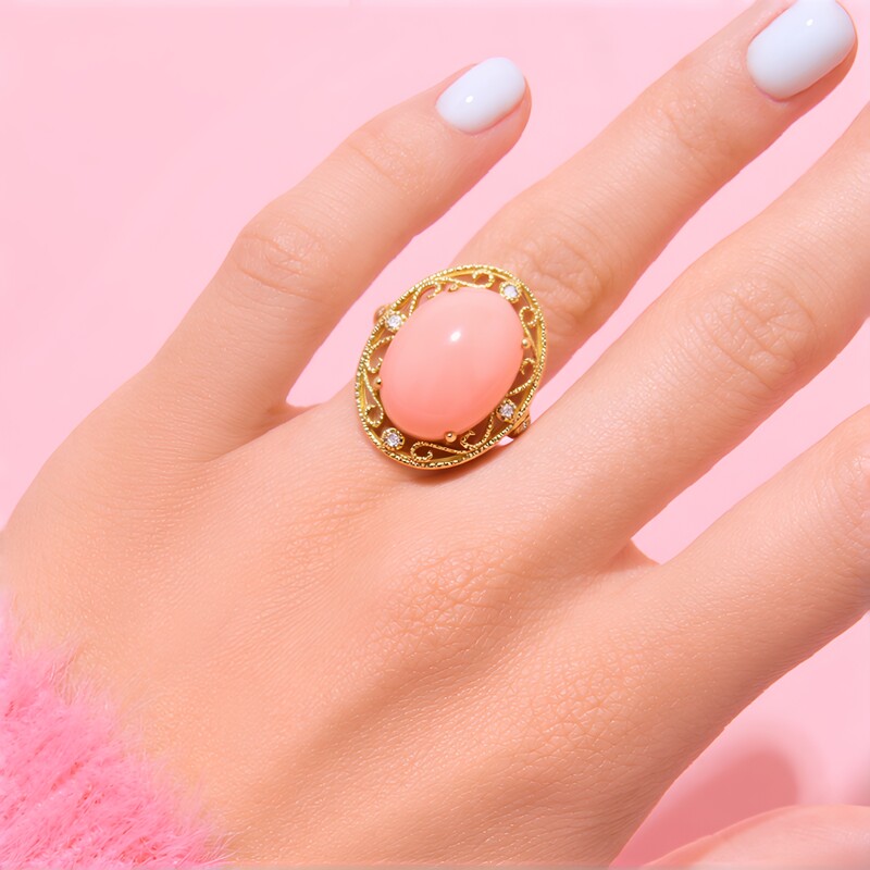 Pinkfarbener Opal-Goldring (CIRARI)