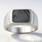 Anello in argento con Meteoriti di Aletai