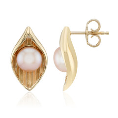 Pendientes en plata con Perla durazno Freshwater
