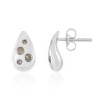 Boucles d'oreilles en argent et Diamant chocolat I2