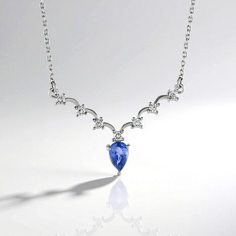Collana in argento con Zaffiro Ceylon Blu (non riscaldato)
