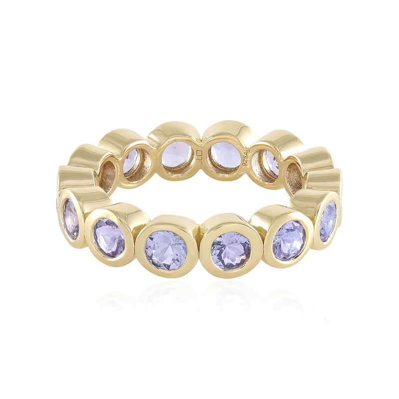 Anello in argento massiccio con tanzanite, design moderno