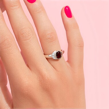 Bague en argent et Zircon framboise