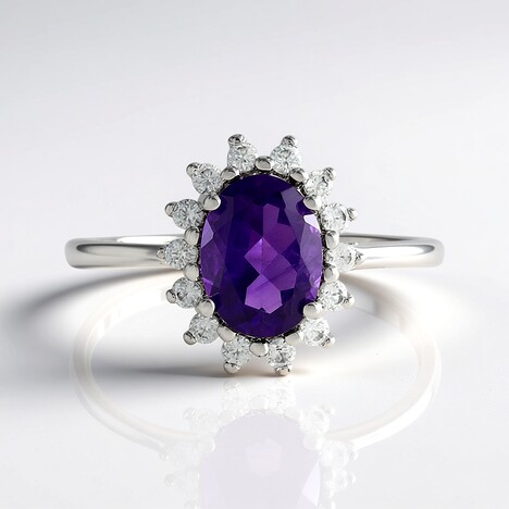 Anello in argento con Ametista Zambiana