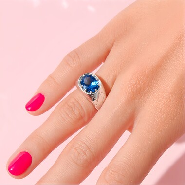 Pierścionek ze srebra - Topaz niebieski London Blue (de Melo Essence)