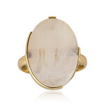 Zilveren ring met een Witte Agaat (Bali Barong)