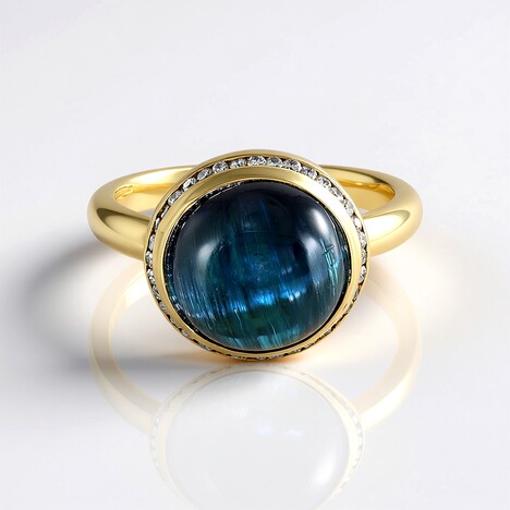 Bague en or et Indigolite Oeil de chat (AMAYANI)