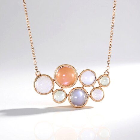 Collana in argento con Pietra di Luna Pesca (KM by Juwelo)