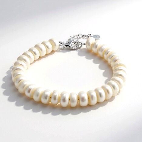 Bracciale in argento con Perla d'Acqua Dolce Bianca (TPC)