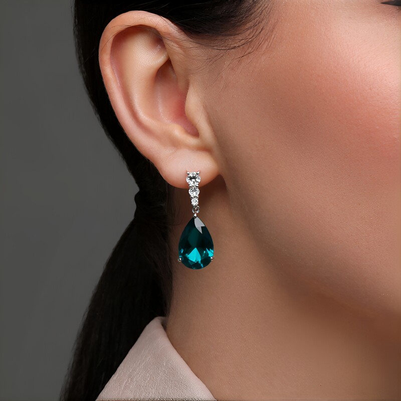 Pendientes en plata con Cuarzo verde azulado
