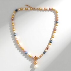 Collana in argento con Perla Ming color Pesca