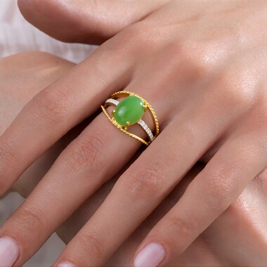Bague en argent et Chrysoprase impériale