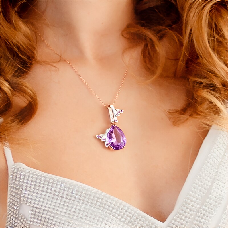 Collana in argento con Ametista Rose de France (Gems en Vogue)