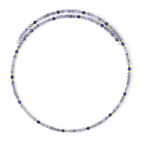 Collana rigida in acciaio con Tanzanite (Riya)