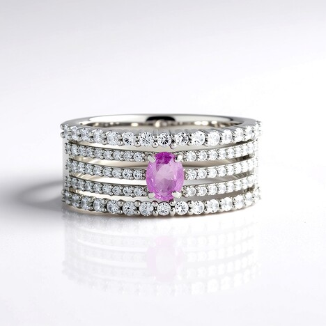 Anello in argento con Zaffiro Ceylon Rosa