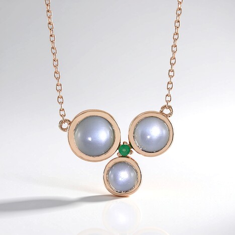 Collana in argento con Pietra di Luna Bianca (KM by Juwelo)