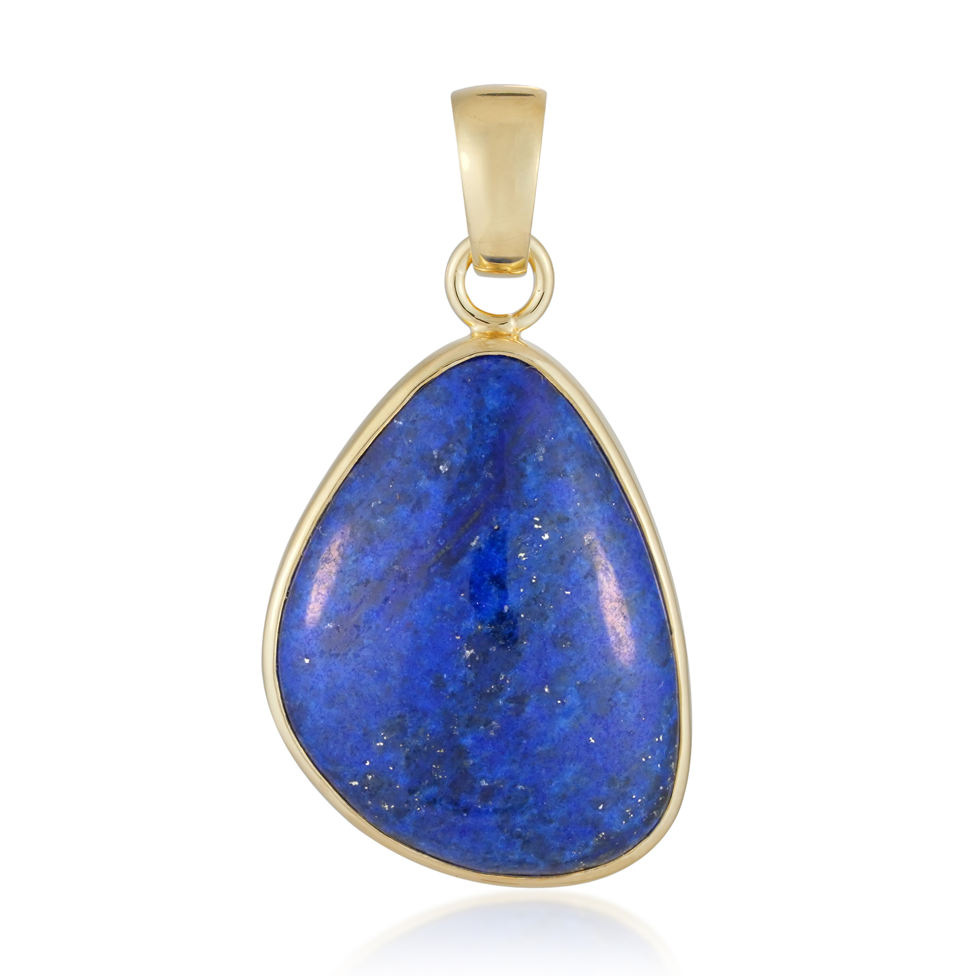 Ciondolo Goccia In Lapislazzuli Naturale Blu Con Collana Ball Chain 18 Pollici - Placcato Argento
