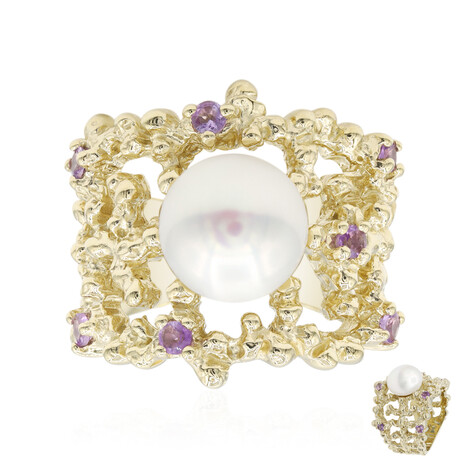 Weiße Süßwasserzuchtperlen-Silberring (TPC)