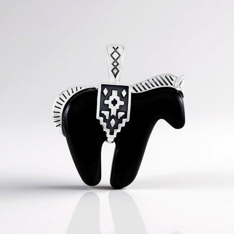 Ciondolo in argento con Agata Nera (Desert Chic)