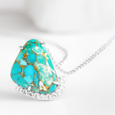 Collier en argent et Turquoise cuivrée bleue (Faszination Türkis)