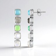 Kolczyki ze srebra - Chalcedon Aqua  (KM by Juwelo)