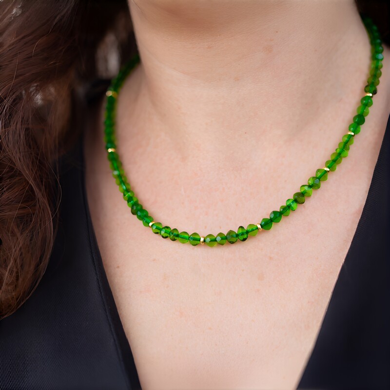 Green Amber Silver Necklace (CUSTODANA)