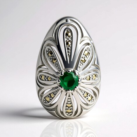 Ciondolo in argento con Smeraldo Zambia (Annette classic)