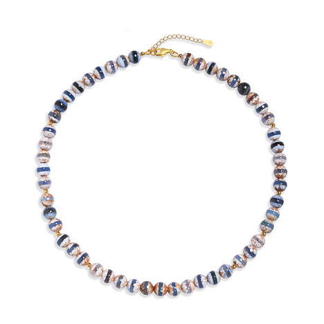 Mongolischer Achat-Silberhalskette