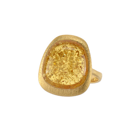 Bague en argent et Ambre baltique couleur cognac (dagen)