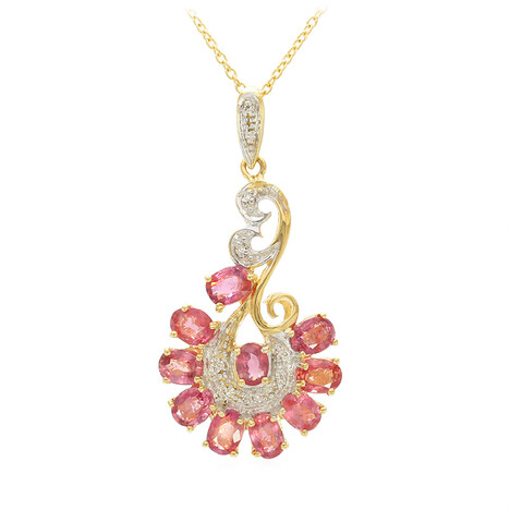 18K Unheated Padparadscha Sapphire Gold Necklace (AMAYANI)