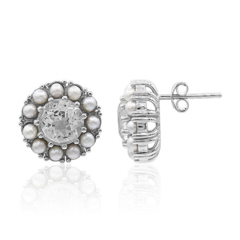 Zilveren oorbellen met witte topaasstenen