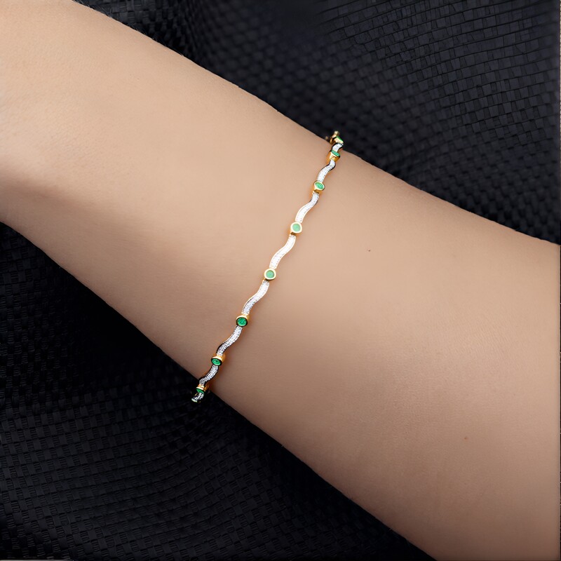 Zilveren armband met Zambia-smaragdstenen