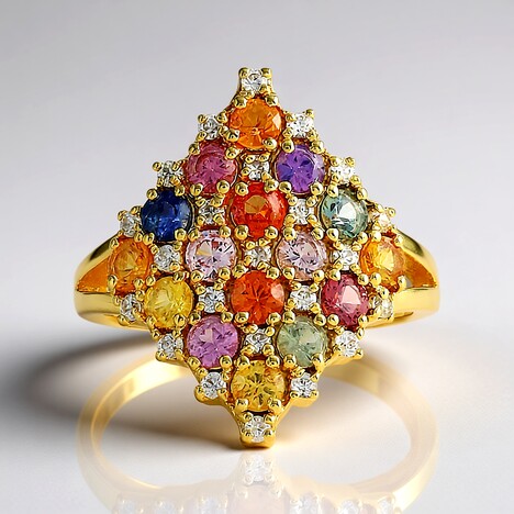 Anello in argento con Zaffiro Fancy