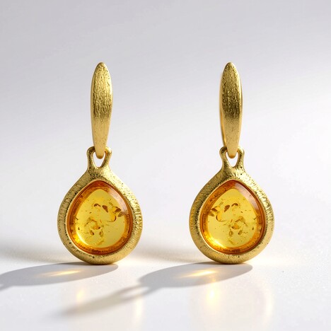 Orecchini in argento con Ambra Baltica Cognac (dagen)