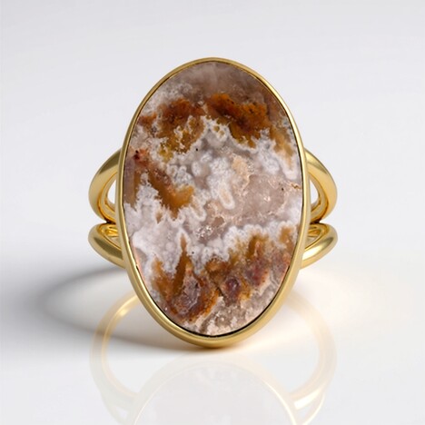 Anello in argento con Drusa di Agata (Bali Barong)