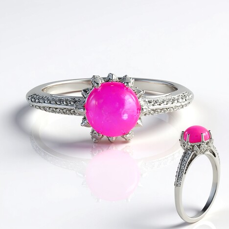 Anello in argento con Opale Rosa dell'Etiopia