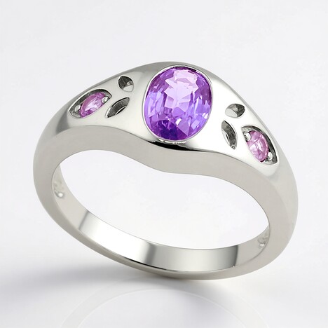 Anello in argento con Zaffiro Ceylon Porpora