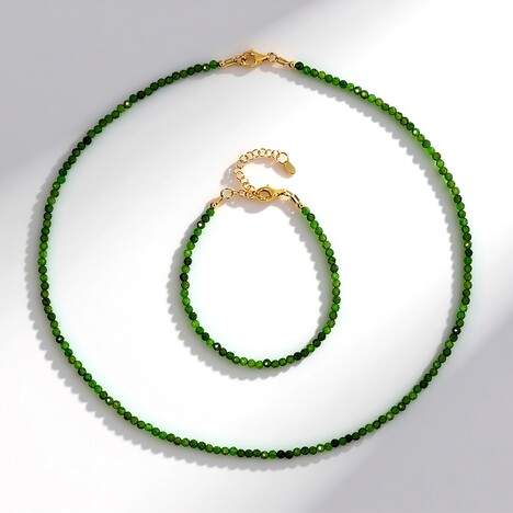 Parure en argent et Diopside de Russie