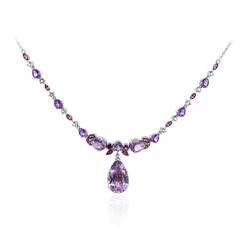 Zilveren halsketting met een lavendel amethist