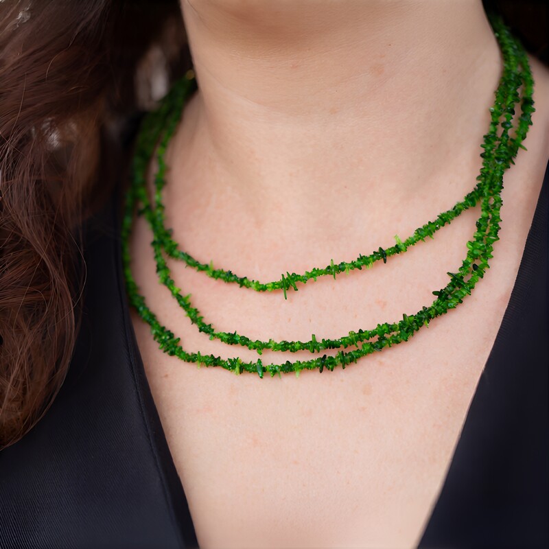 Russischer Diopsid-Silberhalskette