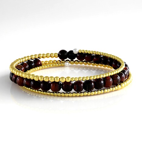 Bracelet en acier et Œil-de-tigre rouge (Riya)