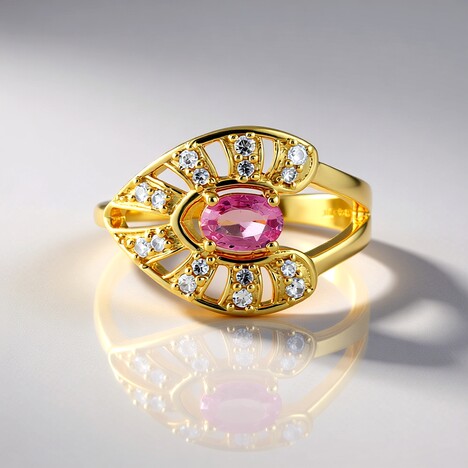 Anello in argento con Zaffiro Ceylon Rosa (non riscaldato)