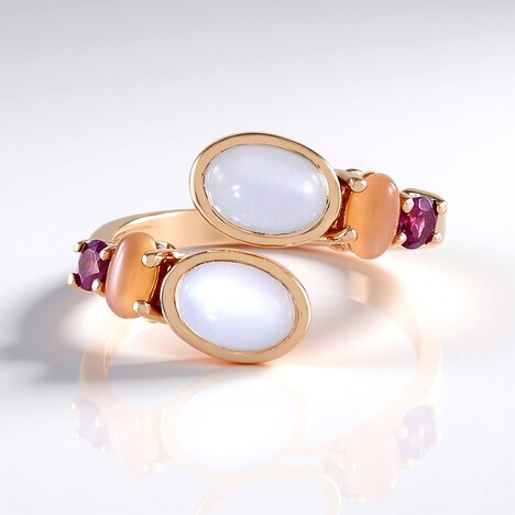 Anello in argento con Pietra di Luna Bianca (KM by Juwelo)