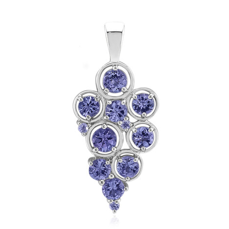 Nicht erhitzter Tansanit-Silberanhänger